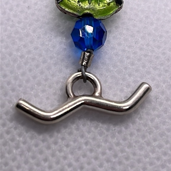 Frog Bracelet Green and Blue 925 Sterling Sliver Toggle Clasp - Picture 5 of 9